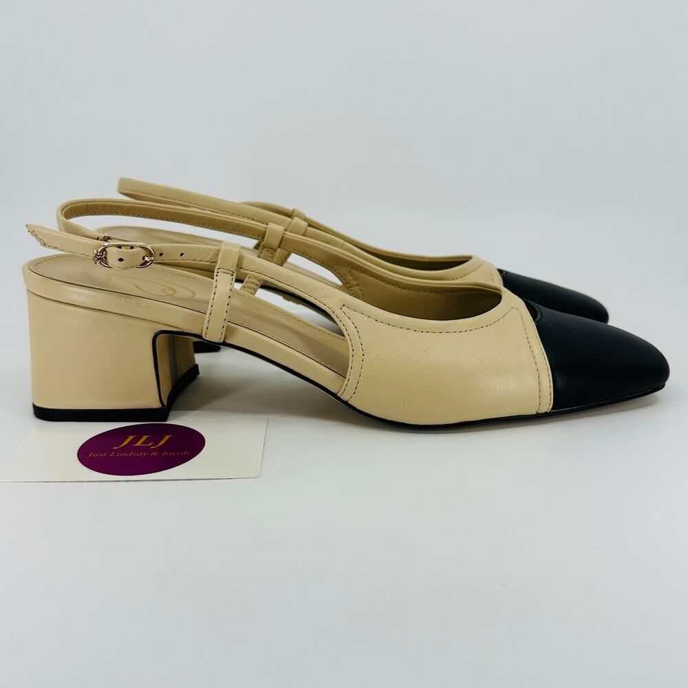 Sam Edelman Women's Tarra Summer Sand Color Block Slingback Heels Size 8.5
